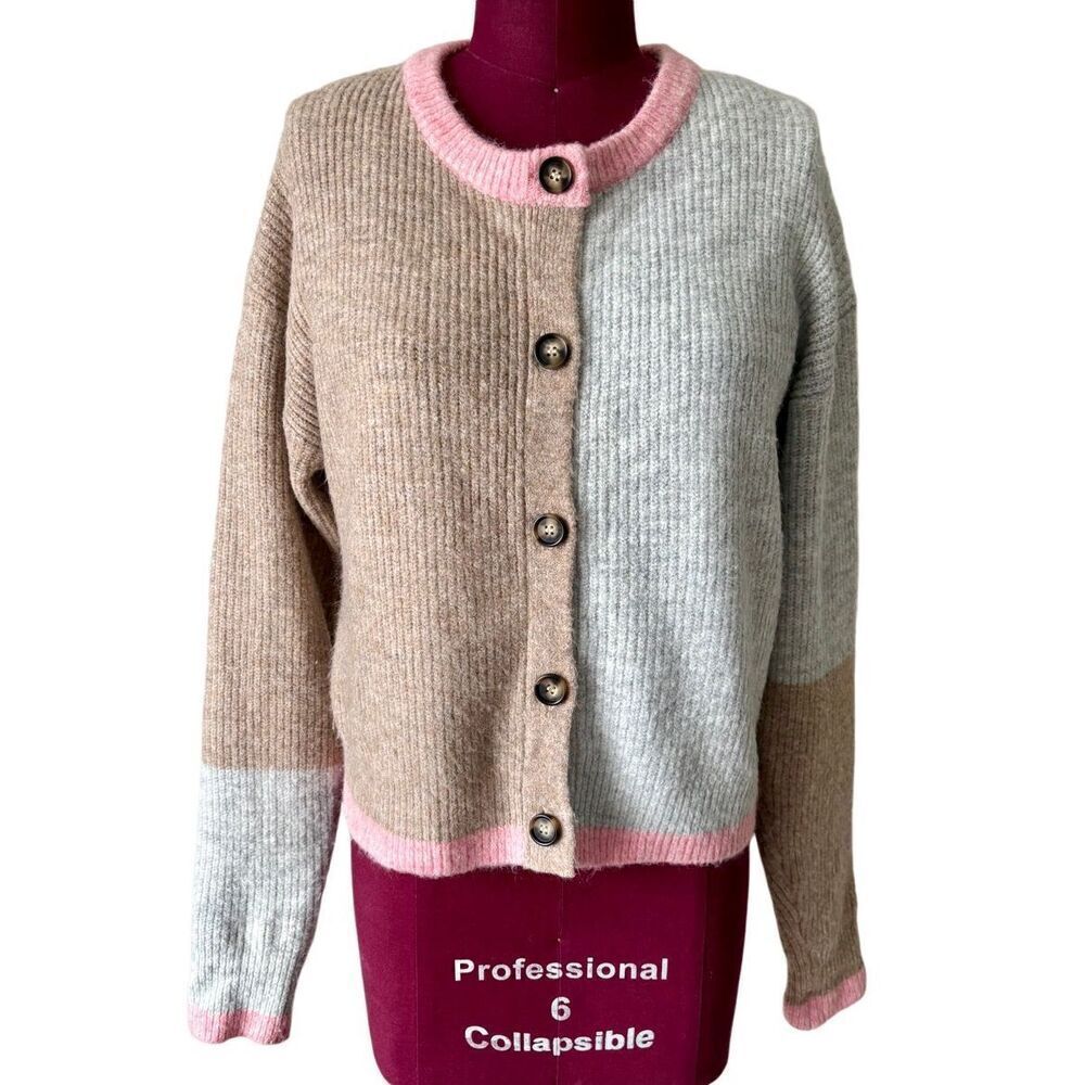 Anthropologie Saturday Sunday Lounge set‎ Top Cardigan size M Taupe Gray - Picture 3 of 12